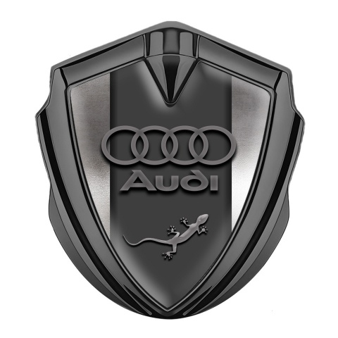Audi Quattro Fender Emblem Badge Graphite Polished Frame Lizard Logo