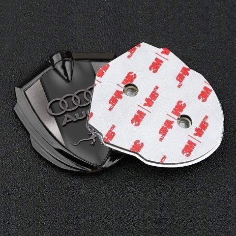 Audi Quattro Fender Emblem Badge Graphite Polished Frame Lizard Logo