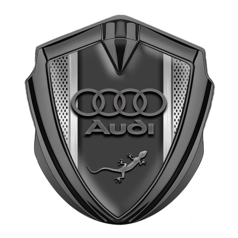 Audi Quattro Emblem Trunk Badge Graphite Metallic Mesh Classic Logo