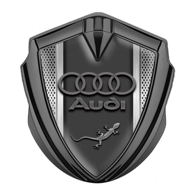 Audi Quattro Emblem Trunk Badge Graphite Metallic Mesh Classic Logo