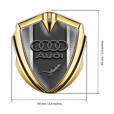 Audi Quattro Emblem Trunk Badge Gold Metallic Mesh Classic Logo