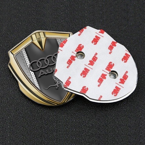 Audi Quattro Emblem Self Adhesive Gold Metallic Structure Effect