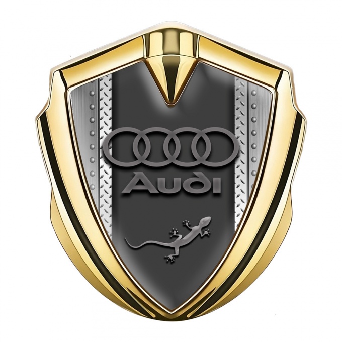 Audi Quattro Emblem Self Adhesive Gold Metallic Structure Effect