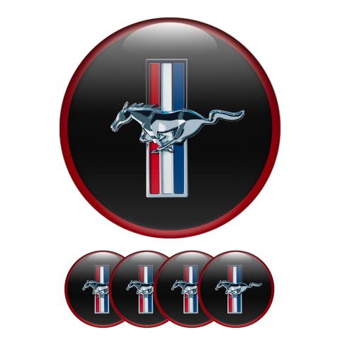 Ford Mustang Silicone Stickers Wheel Center Cap Black Red Ring