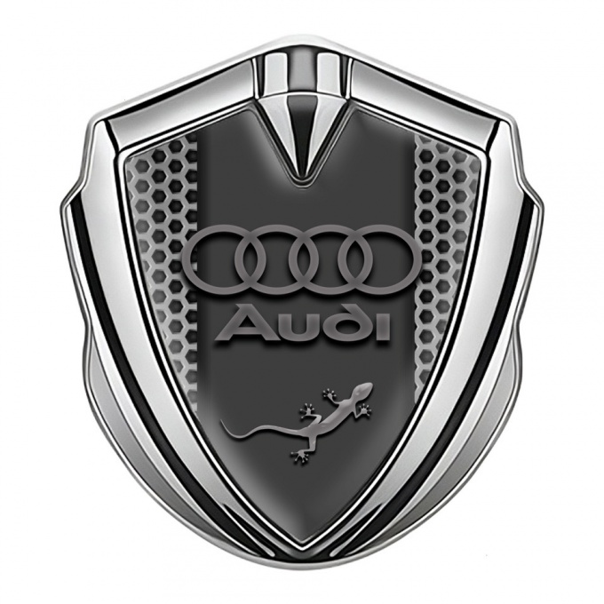 Audi Quattro Trunk Emblem Badge Silver Grey Hex Classic Rings