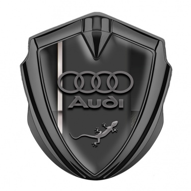 Audi Quattro Emblem Car Badge Graphite White Stripe Lizard Edition
