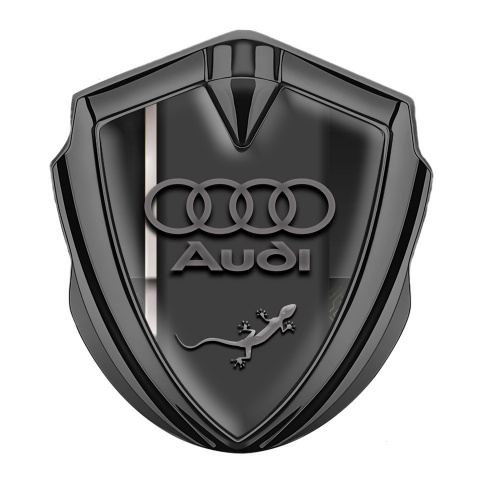 Audi Quattro Emblem Car Badge Graphite White Stripe Lizard Edition