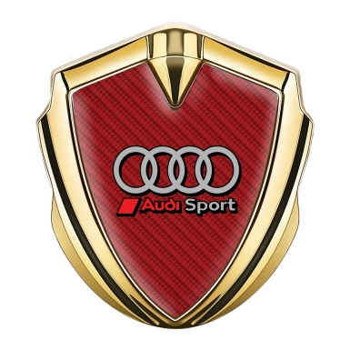 Audi Bodyside Emblem Self Adhesive Gold Red Carbon Red Logo Motif