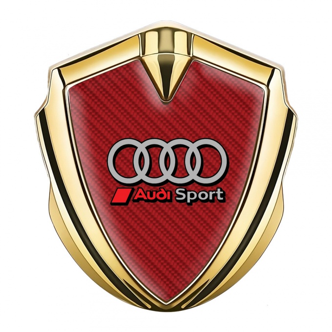 Audi Bodyside Emblem Self Adhesive Gold Red Carbon Red Logo Motif
