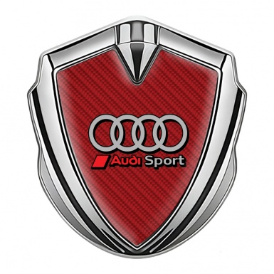 Audi Bodyside Emblem Self Adhesive Silver Red Carbon Red Logo Motif