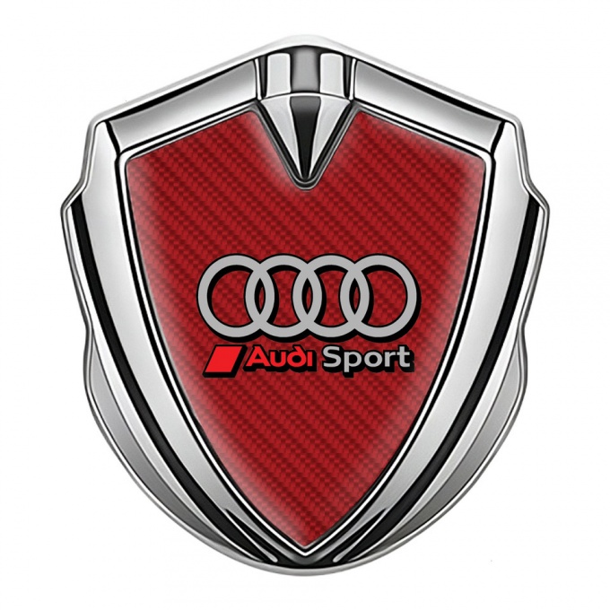 Audi Bodyside Emblem Self Adhesive Silver Red Carbon Red Logo Motif