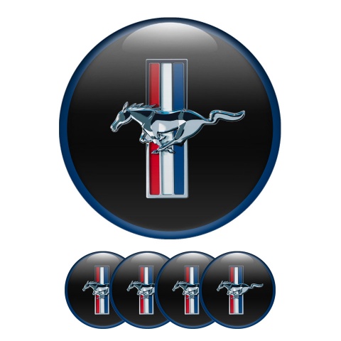 Ford Mustang Silicone Stickers Wheel Center Cap Black Navy Ring