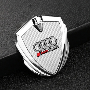 Audi Metal Emblem Self Adhesive Silver White Carbon Classic Rings