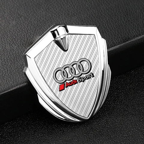 Audi Metal Emblem Self Adhesive Silver White Carbon Classic Rings