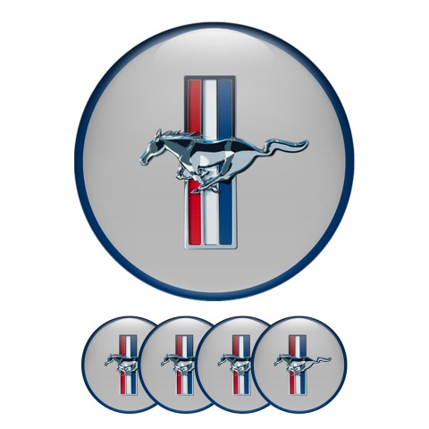Ford Mustang Silicone Stickers Wheel Center Cap Grey Navy Ring