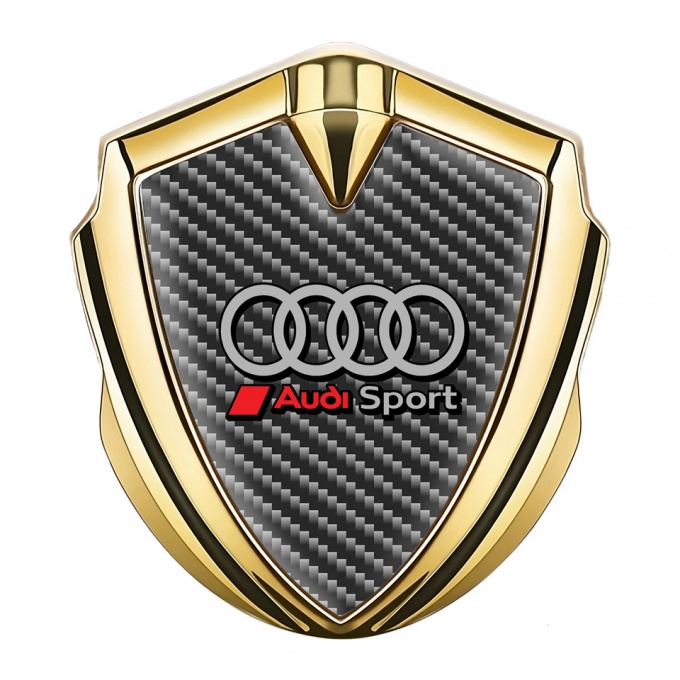 Audi Emblem Badge Self Adhesive Gold Dark Carbon Sport Logo Design