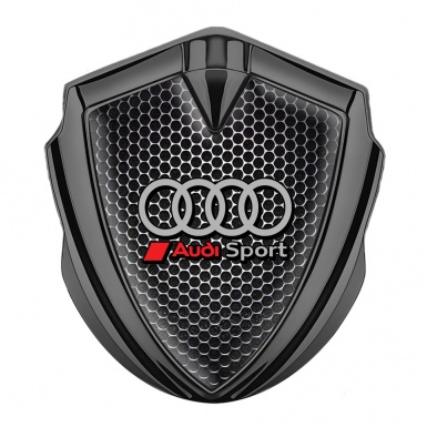 Audi Emblem Trunk Badge Graphite Perforated Metal Plate Sport Logo