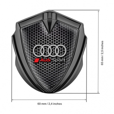 Audi Emblem Trunk Badge Graphite Perforated Metal Plate Sport Logo