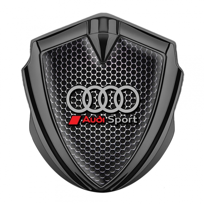 Audi Emblem Trunk Badge Graphite Perforated Metal Plate Sport Logo