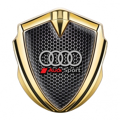 Audi Emblem Trunk Badge Gold Perforated Metal Plate Sport Logo