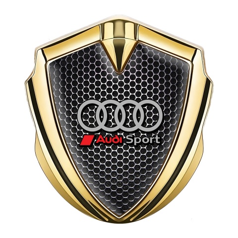 Audi Emblem Trunk Badge Gold Perforated Metal Plate Sport Logo