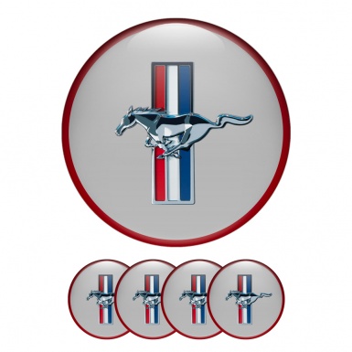 Ford Mustang Silicone Stickers Wheel Center Cap Grey Red Ring