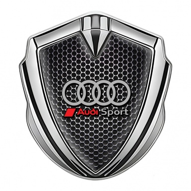 Audi Emblem Trunk Badge Silver Perforated Metal Plate Sport Logo