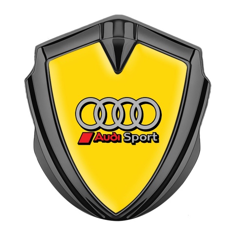Audi Bodyside Emblem Badge Graphite Yellow Fill Clean Rings Edition