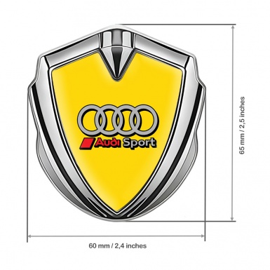 Audi Bodyside Emblem Badge Silver Yellow Fill Clean Rings Edition
