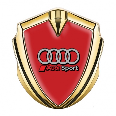 Audi Trunk Emblem Badge Gold Red Background Racing Sport Motif