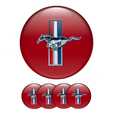 Ford Mustang Silicone Stickers Wheel Center Cap Red