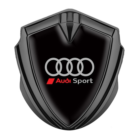 Audi Bodyside Domed Emblem Graphite Black Surface Grey Sport Rings
