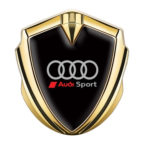 Audi Bodyside Domed Emblem Gold Black Surface Grey Sport Rings