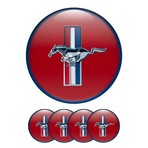 Ford Mustang Silicone Stickers Wheel Center Cap Red Navy Ring