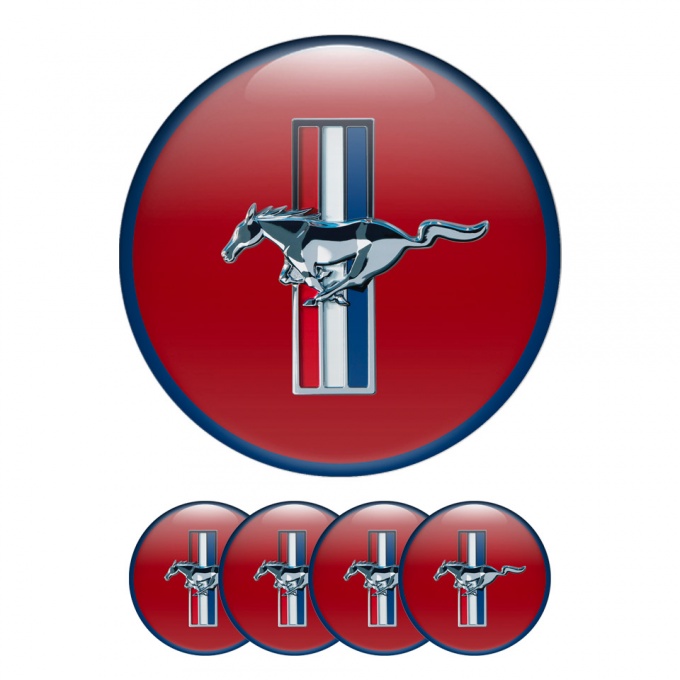 Ford Mustang Silicone Stickers Wheel Center Cap Red Navy Ring