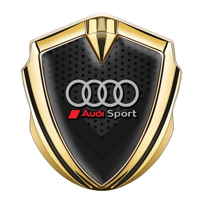 Audi Emblem Badge Self Adhesive Gold Dark Mesh Grey Rings Logo