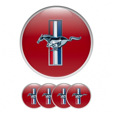 Ford Mustang Silicone Stickers Wheel Center Cap Red White Ring