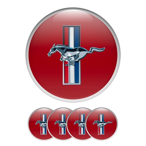 Ford Mustang Silicone Stickers Wheel Center Cap Red White Ring