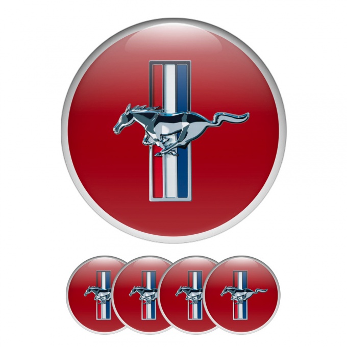 Ford Mustang Silicone Stickers Wheel Center Cap Red White Ring