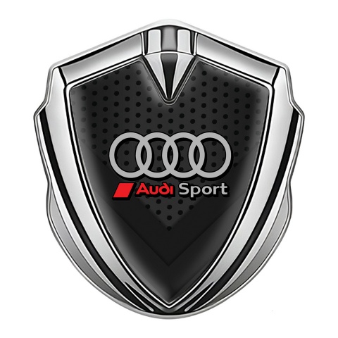 Audi Emblem Badge Self Adhesive Silver Dark Mesh Grey Rings Logo