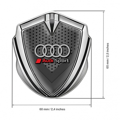 Audi Fender Emblem Badge Silver Light Mesh Grey Arrows Design