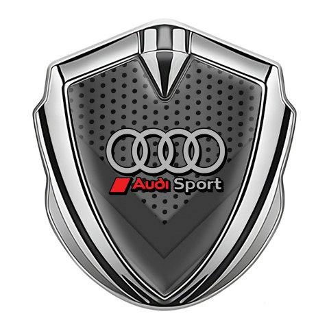 Audi Fender Emblem Badge Silver Light Mesh Grey Arrows Design