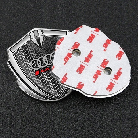 Audi Emblem Trunk Badge Silver Industrial Grate Sport Logo Motif