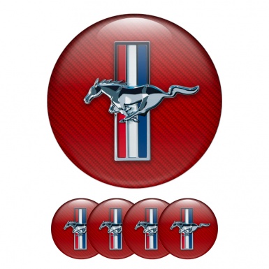 Ford Mustang Silicone Stickers Wheel Center Cap Red Carbon