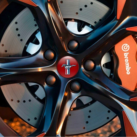 Ford Mustang Silicone Stickers Wheel Center Cap Red Carbon