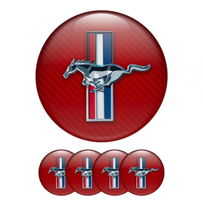 Ford Mustang Silicone Stickers Wheel Center Cap Red Carbon