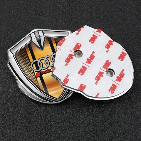 Audi Bodyside Emblem Badge Silver Orange Net Sport Rings Logo