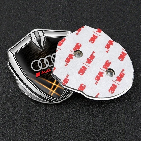 Audi Trunk Emblem Badge Silver Orange Hex Light Effect Sport Design