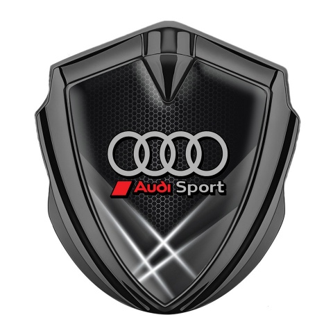 Audi Emblem Car Badge Graphite Grey Hex Light Effect Sport Rings