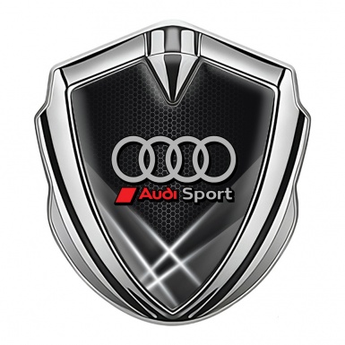 Audi Emblem Car Badge Silver Grey Hex Light Effect Sport Rings